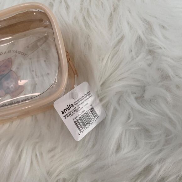 Amifa PVC Zipper Pouch. Bear Print. Clear/Light Brown. Animal Print. Kidcore. - Picture 4 of 8